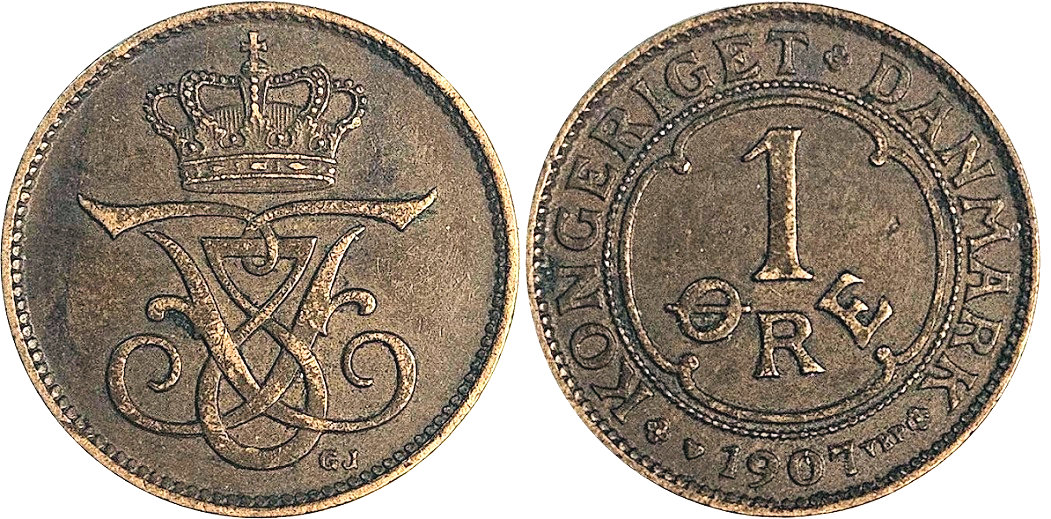 Denmark 1907 1 Ore